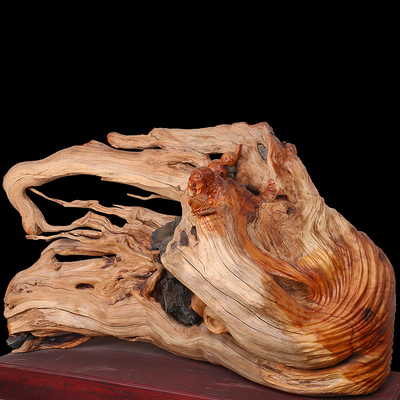 一木优居根雕大师手工雕刻崖柏《自得其乐》自然异性店铺禅意摆件